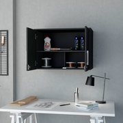 Tuhome Storage Cabinet, Wall Cabinet, Three Interior Shelves, Double Door, Black WCN6775